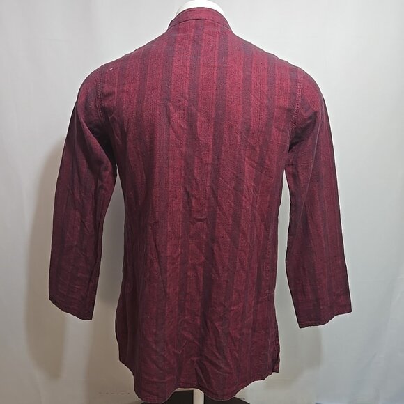 Fabindia Kurta Mens Size XS Red Striped 100% Cotton Pockets - Picture 3 of 10